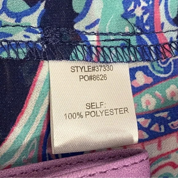 SKIES ARE BLUE paisley print sheer polyester ruched sleeves tuck shoulder top S - Picture 7 of 8